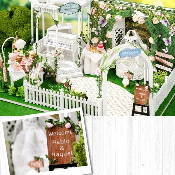 DIY-Puppenhausmöbel-Set im französischen Stil mit Lichtern und Musik