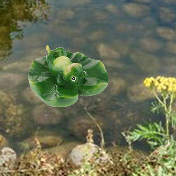 Rana galleggiante in resina per decorazione dell'acqua del laghetto da giardino 12x12,5 cm