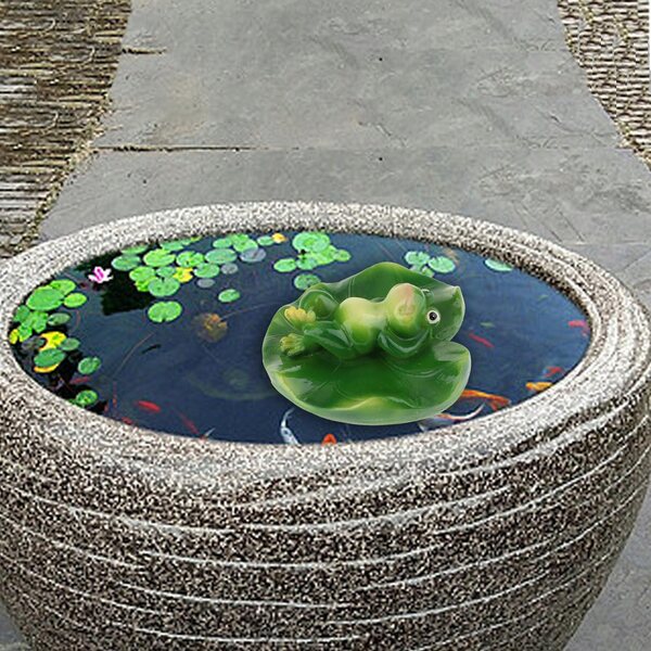 Rana galleggiante in resina per decorazione dell'acqua del laghetto da giardino 12x12,5 cm