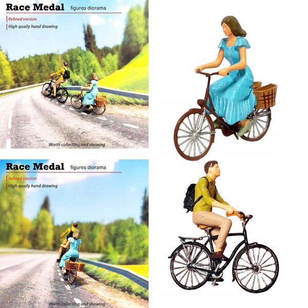 Figure Miniature 1:64 Persone Realistiche per Diorama e Modellismo Blu e Verde