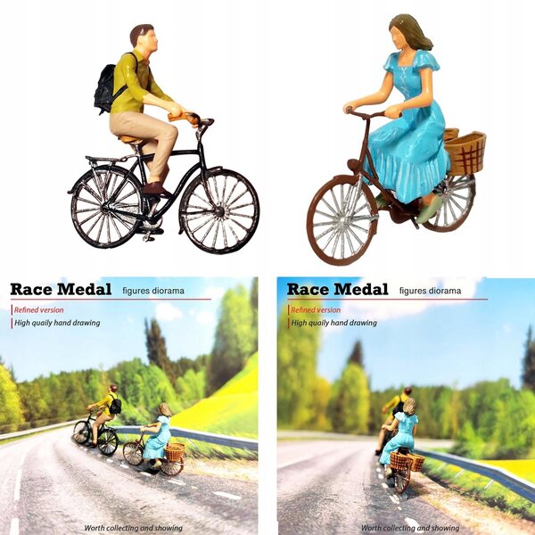Figure Miniature 1:64 Persone Realistiche per Diorama e Modellismo Blu e Verde