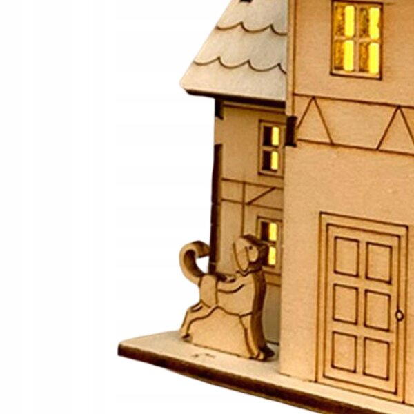 Casa in legno non finita con luce a batteria StyleE 11x7,8x11,6 cm Natale DIY