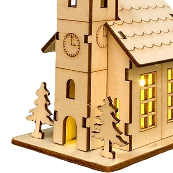 Casa in legno fai-da-te natalizia con illuminazione a batteria 9,4x7x12,5 cm