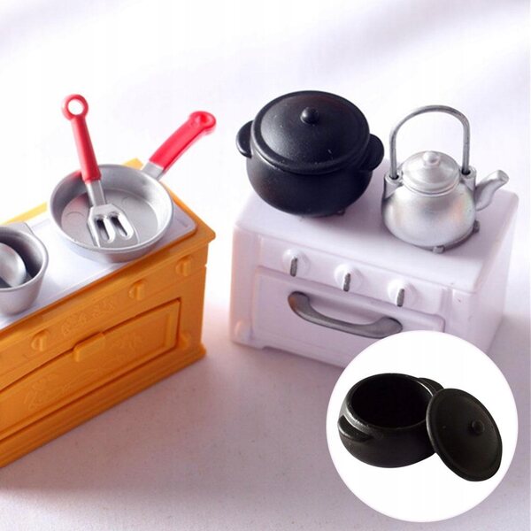 Set di Pentole in Legno per Cucina da Gioco Bambini e Casa delle Bambole