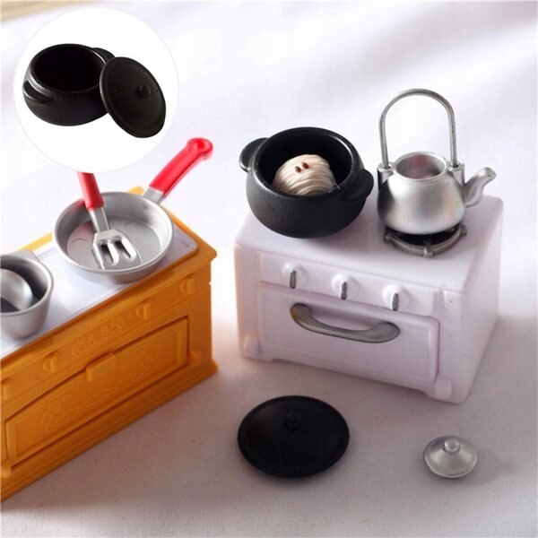 Set di Pentole in Legno per Cucina da Gioco Bambini e Casa delle Bambole