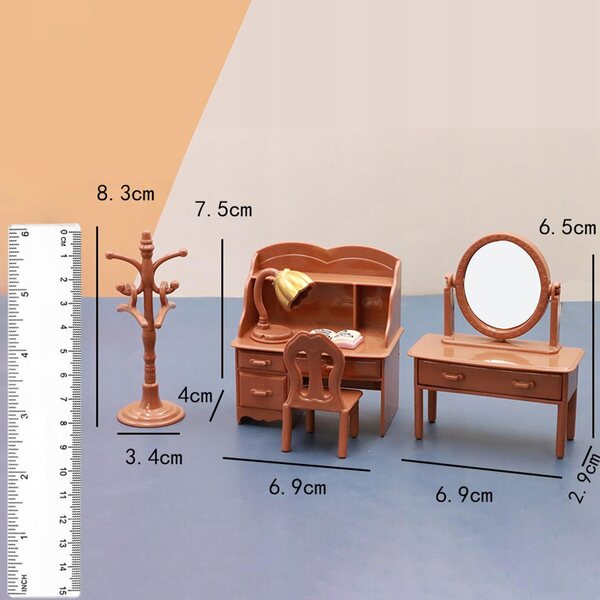 Set Mobili Realistici in PVC per Casetta delle Bambole Scala 1:12