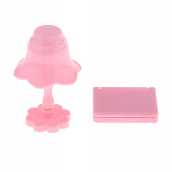 Mini Laptop e Lampada da Tavolo per Casa delle Bambole in Scala 1:12 Rosa