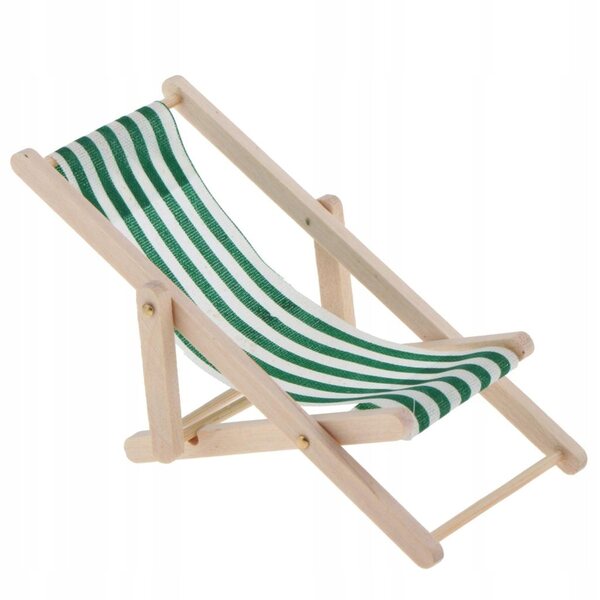 Ležak in legno miniatura 1:12 verde scuro a righe per casa delle bambole