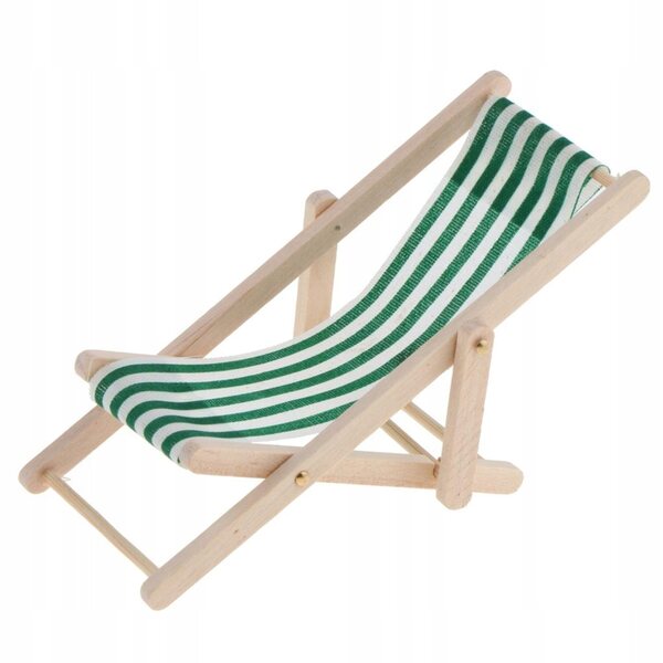 Ležak in legno miniatura 1:12 verde scuro a righe per casa delle bambole