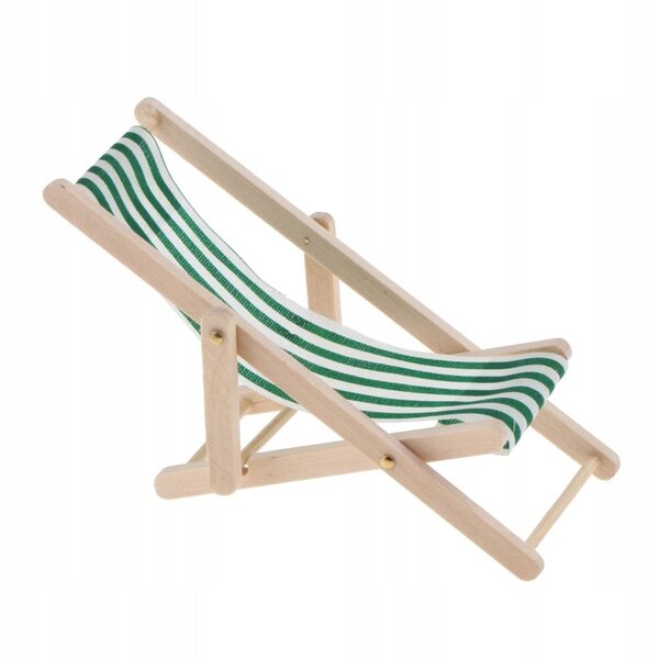 Ležak in legno miniatura 1:12 verde scuro a righe per casa delle bambole