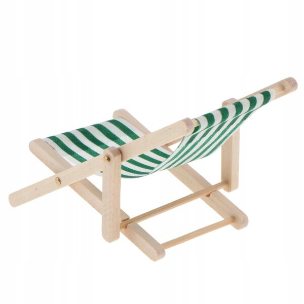 Ležak in legno miniatura 1:12 verde scuro a righe per casa delle bambole