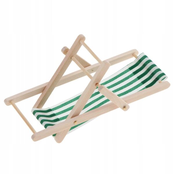 Ležak in legno miniatura 1:12 verde scuro a righe per casa delle bambole