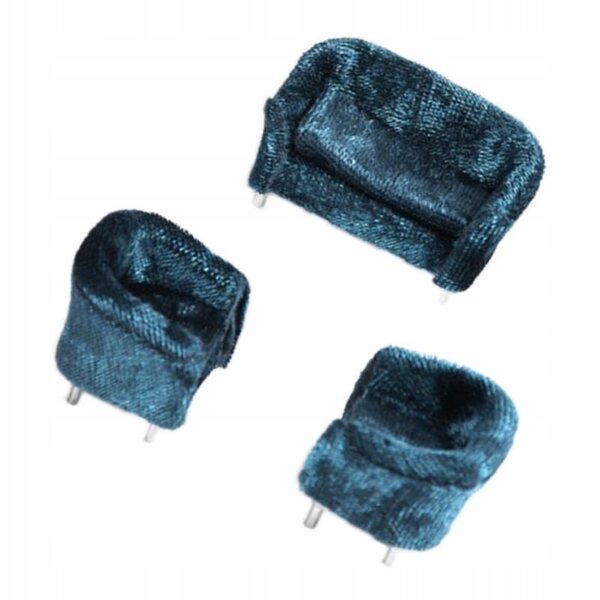 Dollhouse 1:25 Miniatura Doppia Sofa in Flanella Blu per Casa delle Bambole