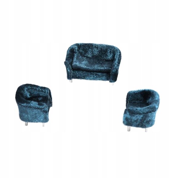 Dollhouse 1:25 Miniatura Doppia Sofa in Flanella Blu per Casa delle Bambole