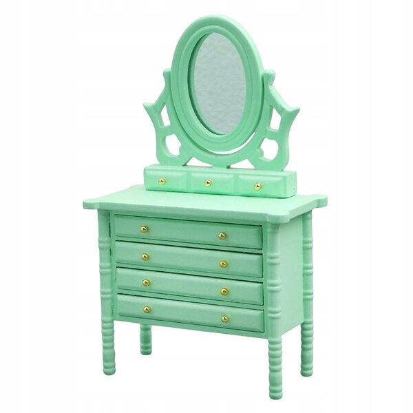 Miniatura comò 1:12 in legno per casa delle bambole decorazione verde