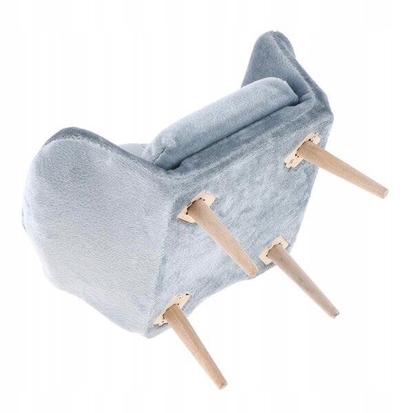 Miniatursofa und Sessel für Puppenhäuser im Maßstab 1:6 aus Holz und Flanell