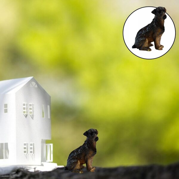 Harz-Hündchen-Miniatur für Puppenhaus 1:12 realistisch schwarz