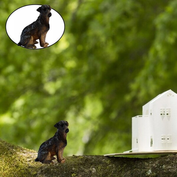 Harz-Hündchen-Miniatur für Puppenhaus 1:12 realistisch schwarz
