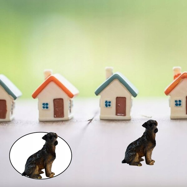Harz-Hündchen-Miniatur für Puppenhaus 1:12 realistisch schwarz