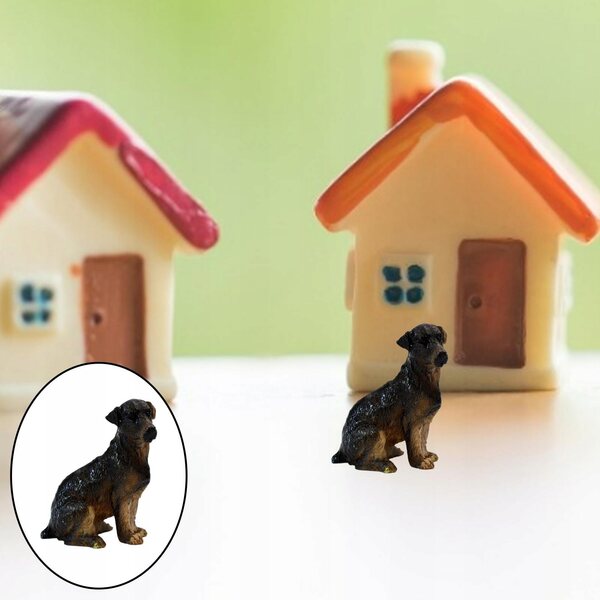 Harz-Hündchen-Miniatur für Puppenhaus 1:12 realistisch schwarz