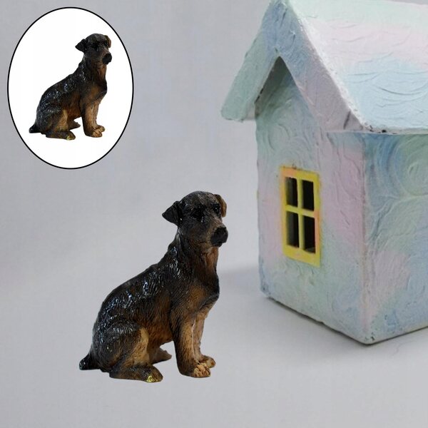 Harz-Hündchen-Miniatur für Puppenhaus 1:12 realistisch schwarz