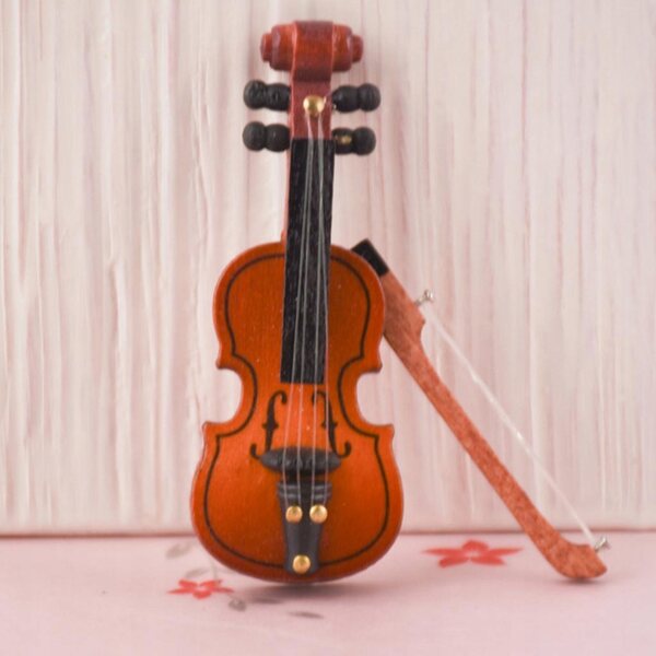 Miniatura Violino in Legno 1:12 per Domestici - Accessorio Decorativo