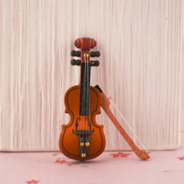 Miniatura Violino in Legno 1:12 per Domestici - Accessorio Decorativo