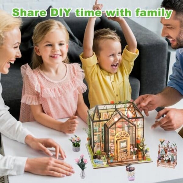 Serra per casa delle bambole in miniatura con set LED, regalo creativo fai-da-te