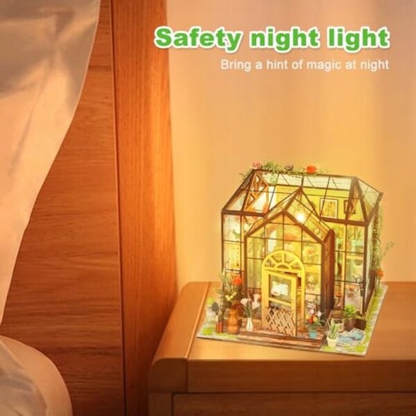 Serra per casa delle bambole in miniatura con set LED, regalo creativo fai-da-te
