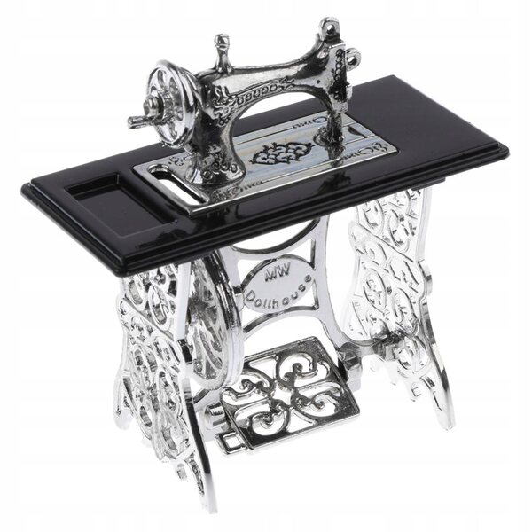 1:12 Nähmaschine aus Metall für Puppenhaus, Dekoration und Vintage