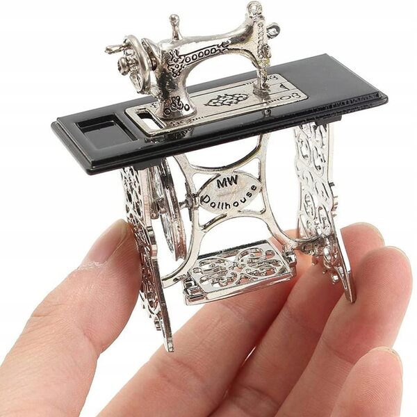 1:12 Nähmaschine aus Metall für Puppenhaus, Dekoration und Vintage