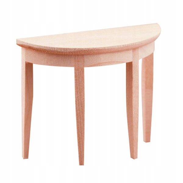 Miniatuur halfronde houten tafel voor poppenhuizen schaal 1:12