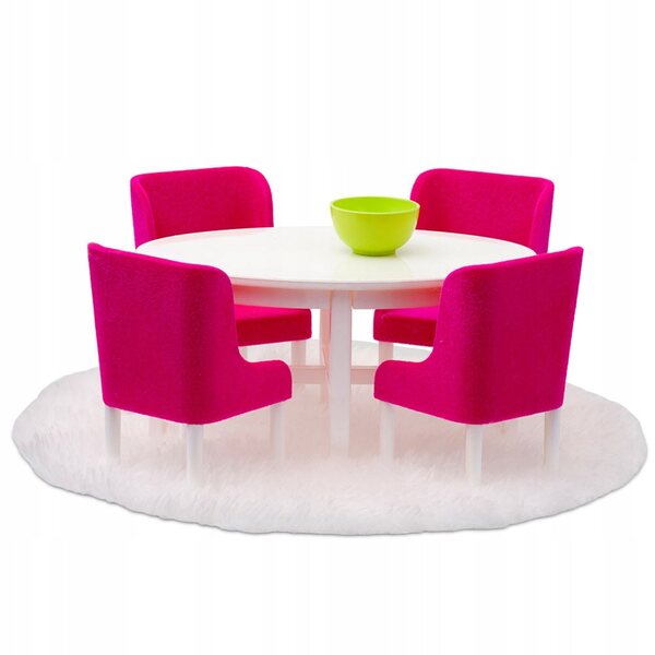 Esszimmermöbel-Set für das Lundby-Puppenhaus mit Tisch und Stühlen in Fuchsia
