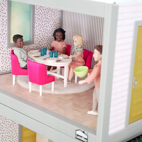 Esszimmermöbel-Set für das Lundby-Puppenhaus mit Tisch und Stühlen in Fuchsia