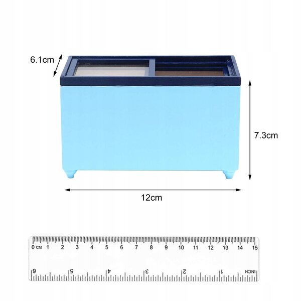 Cottage per bambole con congelatore miniatura 1:12 decorativo e realistico blu