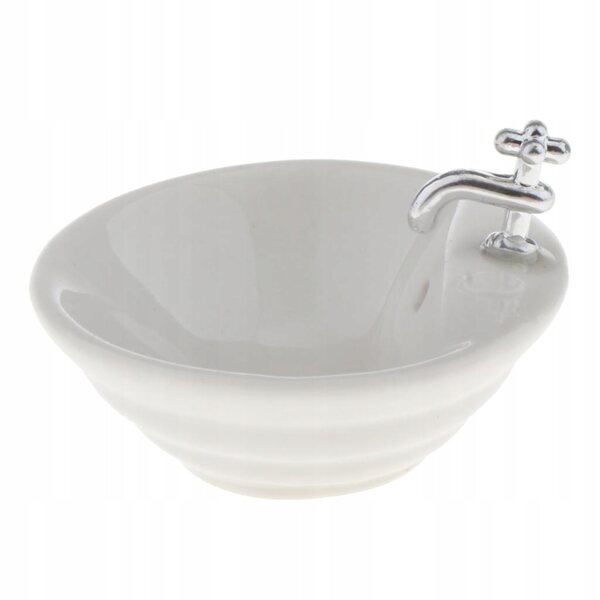 Lavabo in miniatura in scala 1:12 per casa delle bambole, ceramica, 4x2 cm