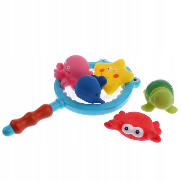 Lot de 6 jouets de bain animaux en bois multicolores pour enfants