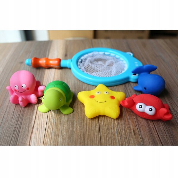 Lot de 6 jouets de bain animaux en bois multicolores pour enfants