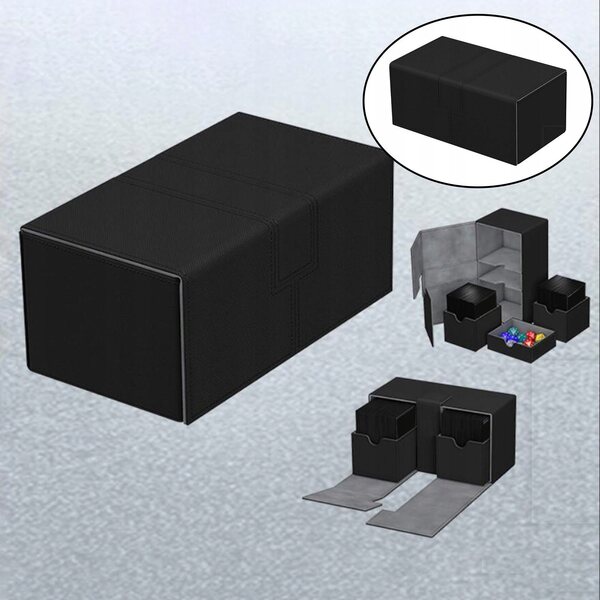 Organizer in PU Velvet per Carte da Gioco con 3 Scomparti Nero