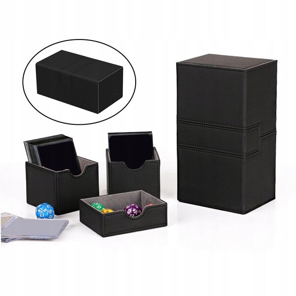 Organizer in PU Velvet per Carte da Gioco con 3 Scomparti Nero