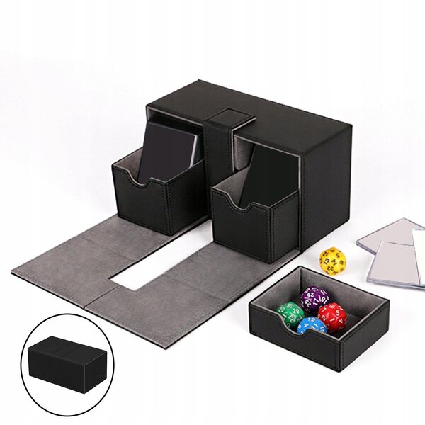 Organizer in PU Velvet per Carte da Gioco con 3 Scomparti Nero
