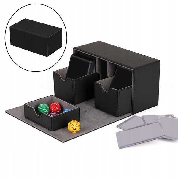 Organizer in PU Velvet per Carte da Gioco con 3 Scomparti Nero