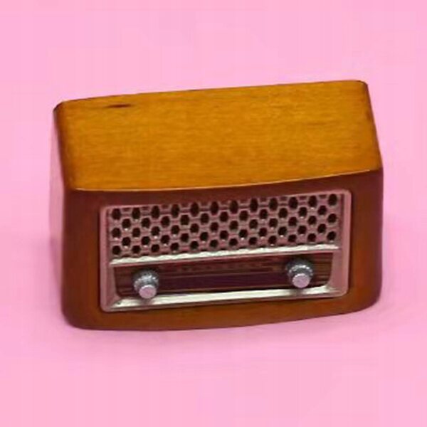 Radio in scala 1:12 per casa delle bambole, accessorio in legno ecologico