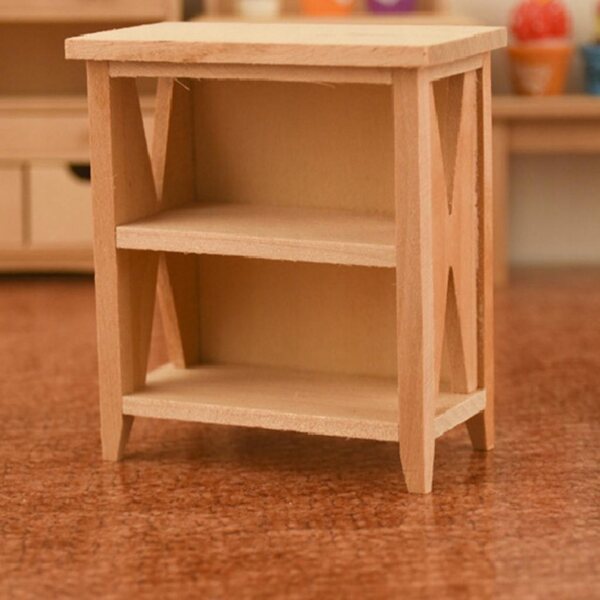 Miniatura Legnosa 1:12 per Casa delle Bambole - Scaffale Decorativo a 3 Ripiani