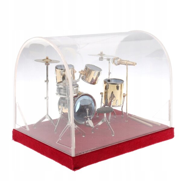 1:12 Miniatur-Trommelset aus Kupfer für Puppenhaus mit Display