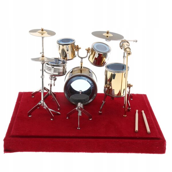 1:12 Miniatur-Trommelset aus Kupfer für Puppenhaus mit Display