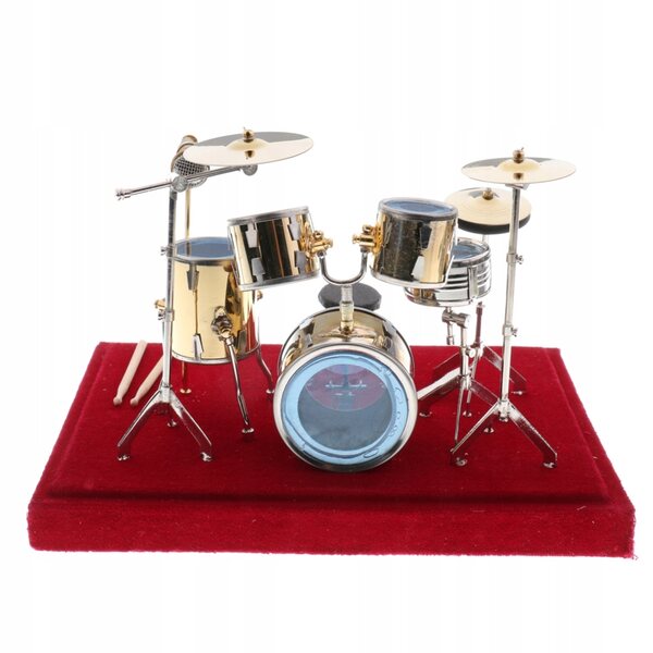 1:12 Miniatur-Trommelset aus Kupfer für Puppenhaus mit Display