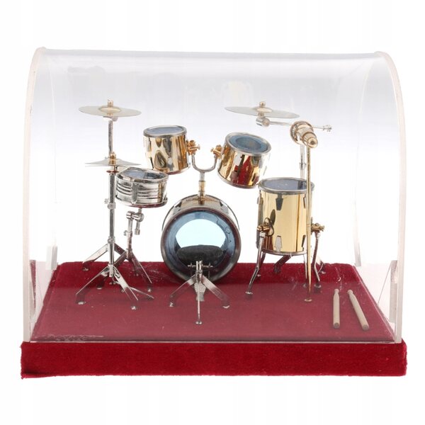 1:12 Miniatur-Trommelset aus Kupfer für Puppenhaus mit Display