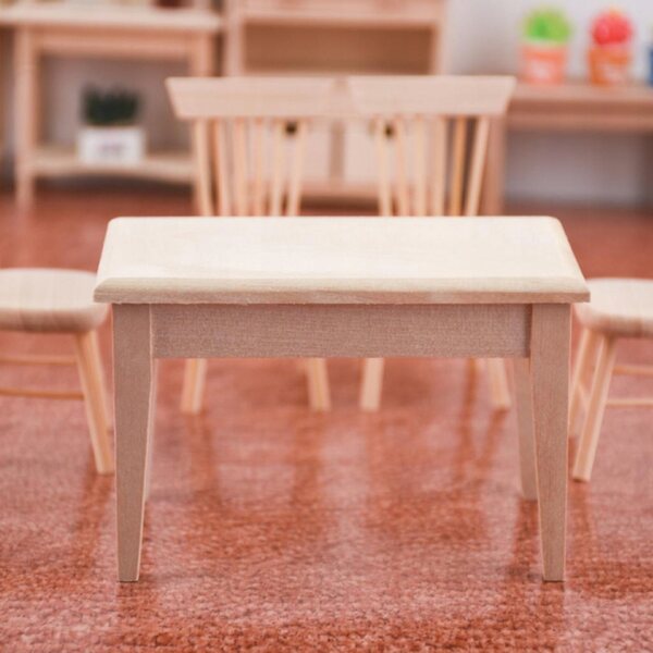"1/12 Scale Dolls House Wooden Unpainted Desk Miniature Furniture, Kids"