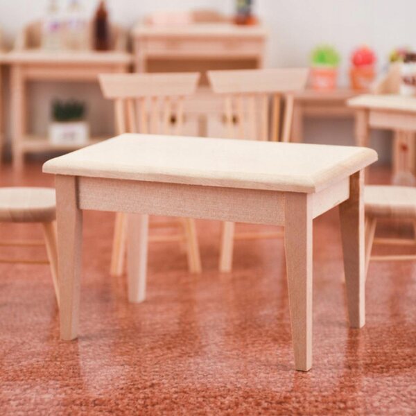 "1/12 Scale Dolls House Wooden Unpainted Desk Miniature Furniture, Kids"